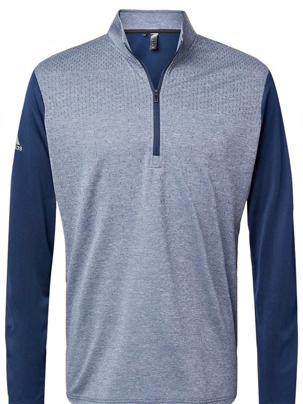 adidas Ultimate365 DWR Textured Quarter-Zip Pullover Blue & Gray 2XL